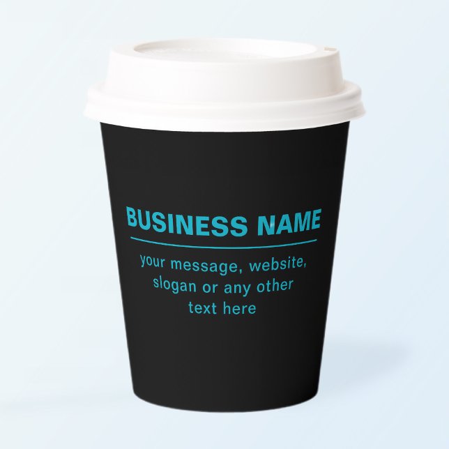 Customisable Text for Business Etc. Editable Black Paper Cups (Creator Uploaded)