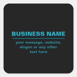 Customisable Text for Business Etc. Editable Black Square Sticker