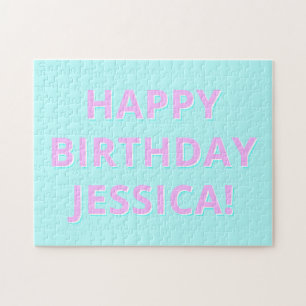 Customisable Text Happy Birthday to Any Name Jigsaw Puzzle