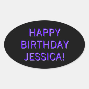 Customisable Text Happy Birthday to Any Name Oval Sticker
