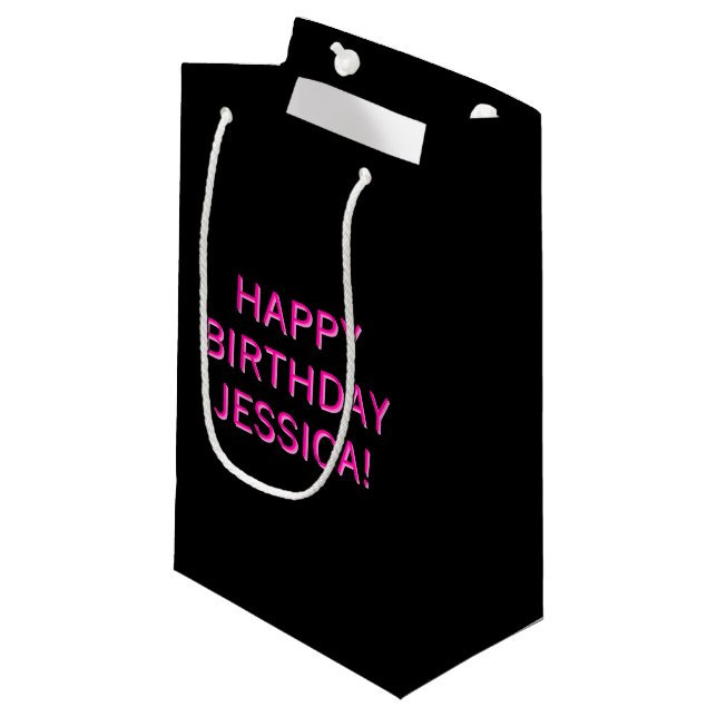 Customisable Text Happy Birthday to Any Name Small Gift Bag (Front Angled)