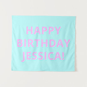 Customisable Text Happy Birthday to Any Name Tapestry
