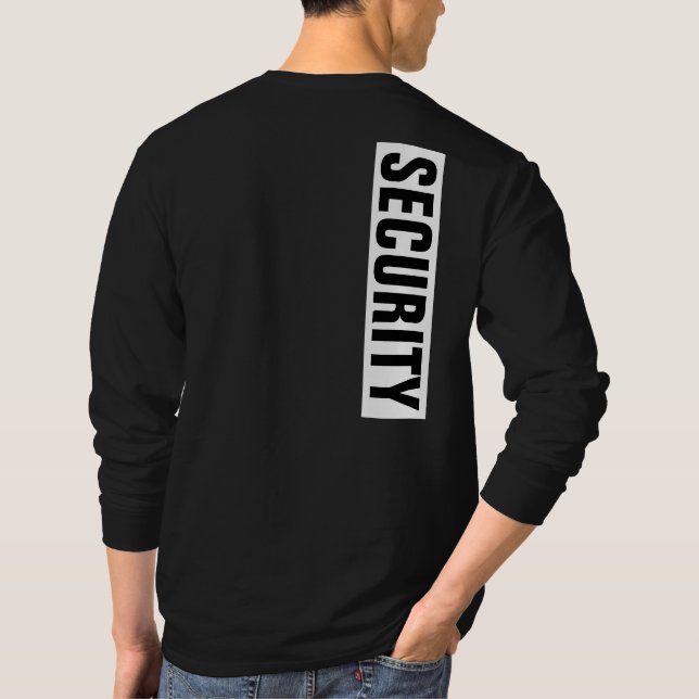 Customisable Text Mens Black & White Security T-Shirt (Back)