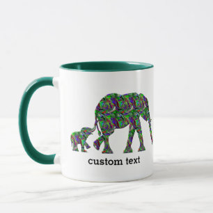 Customisable Text Mum Elephant and Baby Elephant Mug