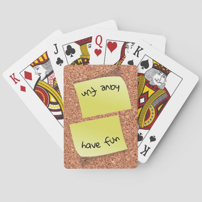 Customisable Text on Post It on Cork Board Playing Cards (Back)