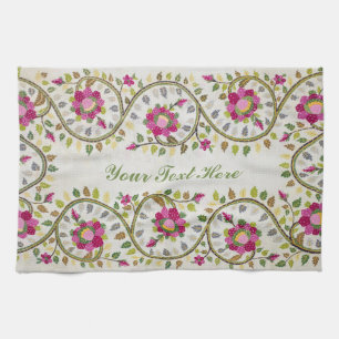 Customisable Text, Peonies Pattern, William Morris Tea Towel