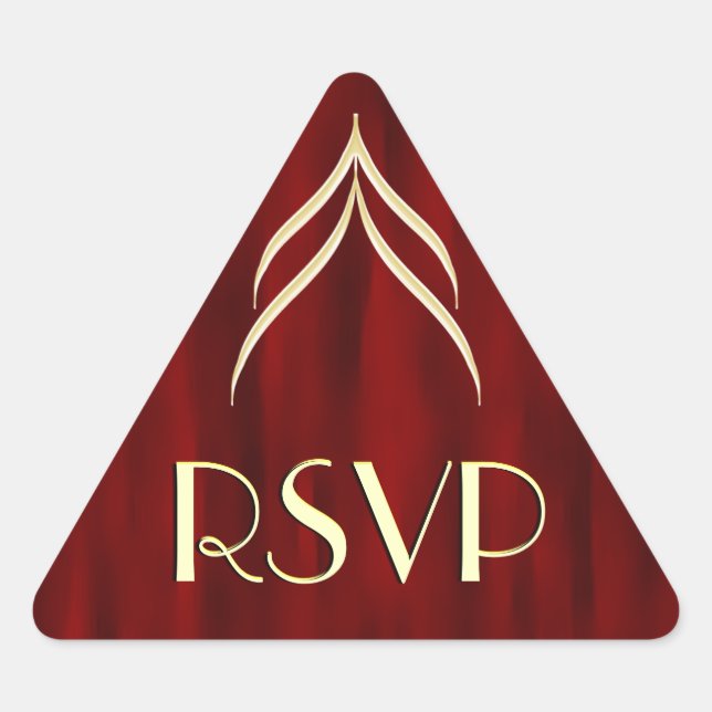 Customisable Text Red and Gold RSVP Stickers (Front)