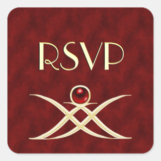 Customisable Text Red and Gold RSVP Stickers