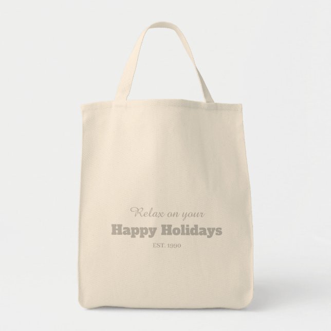 Customisable text stylish script modern trendy tote bag (Front)