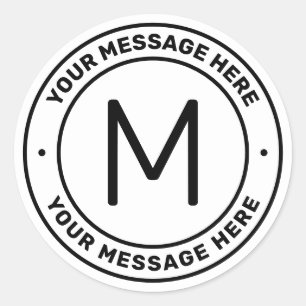 Customisable Text Template    White & Black Classic Round Sticker