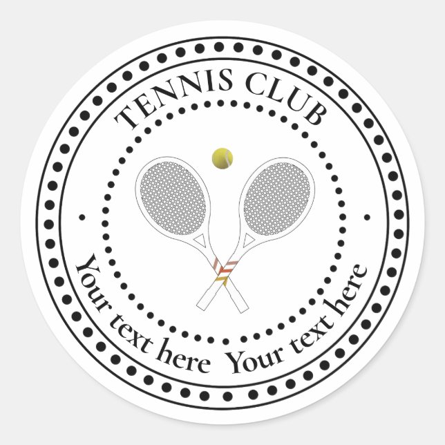Customisable Text Tennis Club  Classic Round Sticker (Front)