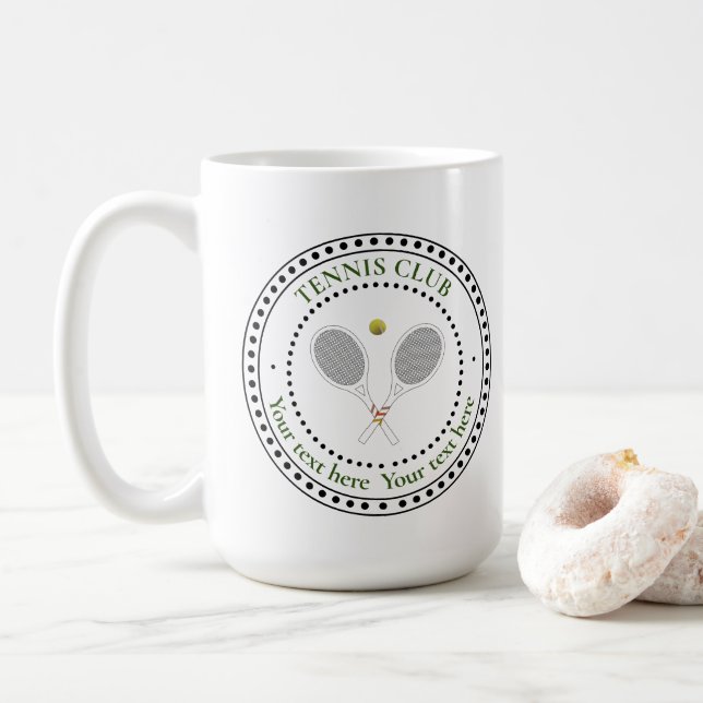 Customisable Text Tennis Club  Coffee Mug (With Donut)