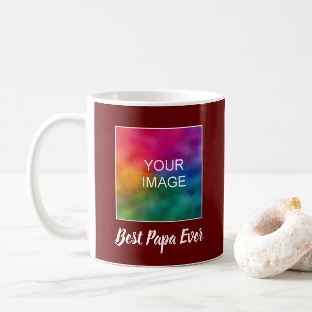 Customisable Text Typography Script Best Papa Ever Coffee Mug (With Donut)