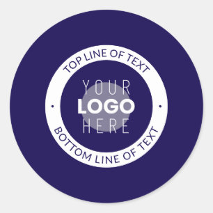 Customisable Text & Your Logo   Dark Blue Purple Classic Round Sticker