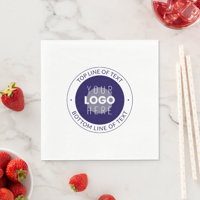 Customisable Text & Your Logo | Dark Blue Purple Napkin (Insitu)