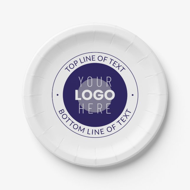 Customisable Text & Your Logo | Dark Blue Purple Paper Plate (Front)