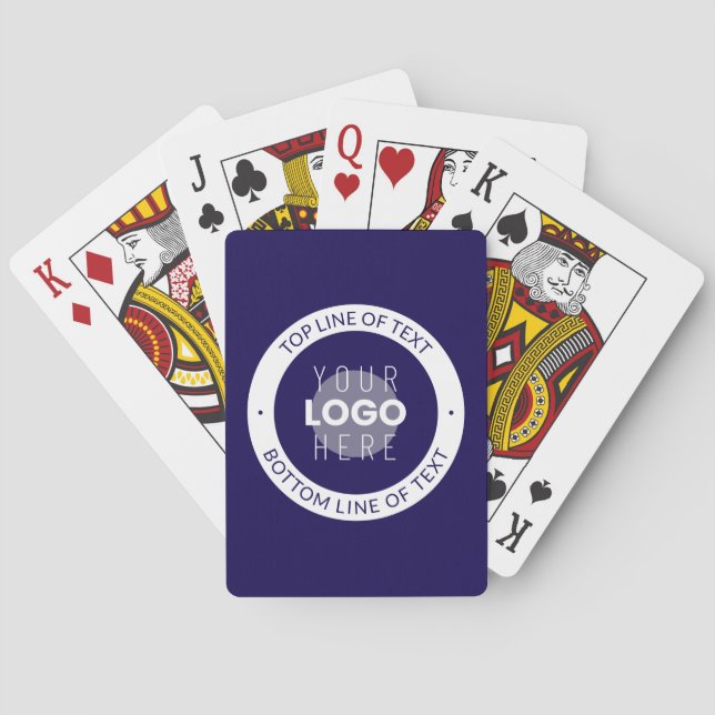 Customisable Text & Your Logo | Dark Blue Purple Playing Cards (Back)