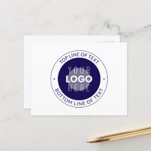 Customisable Text & Your Logo Dark Blue Purple Postcard