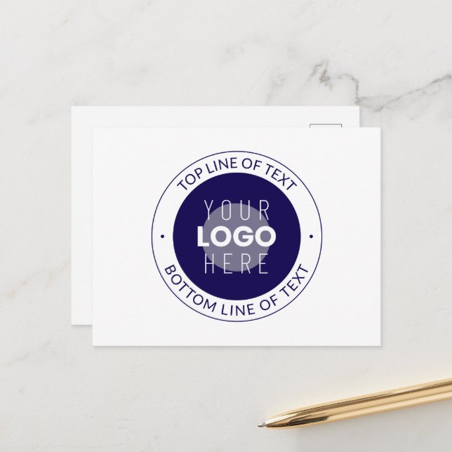 Customisable Text & Your Logo | Dark Blue Purple Postcard (Front/Back In Situ)