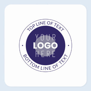 Customisable Text & Your Logo   Dark Blue Purple Square Sticker
