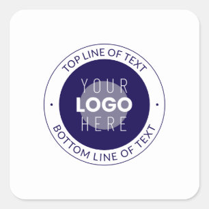 Customisable Text & Your Logo Dark Blue Purple Square Sticker