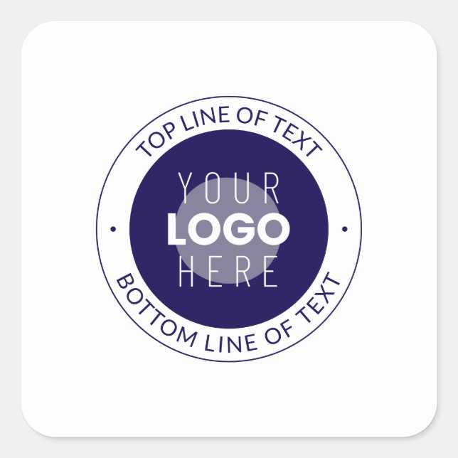 Customisable Text & Your Logo | Dark Blue Purple Square Sticker (Front)
