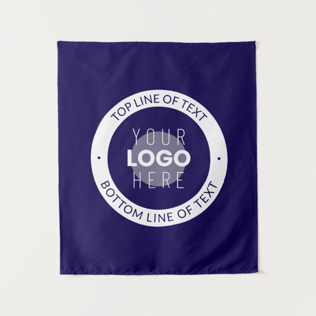 Customisable Text & Your Logo | Dark Blue Purple Tapestry (Front)
