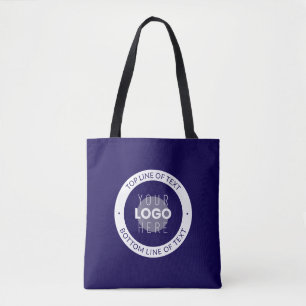 Customisable Text & Your Logo   Dark Blue Purple Tote Bag