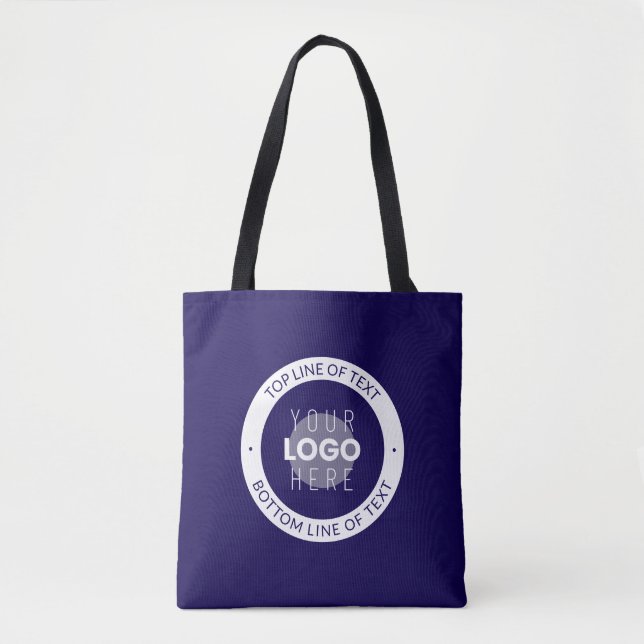 Customisable Text & Your Logo | Dark Blue Purple Tote Bag (Front)