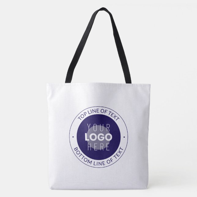Customisable Text & Your Logo | Dark Blue Purple Tote Bag (Front)