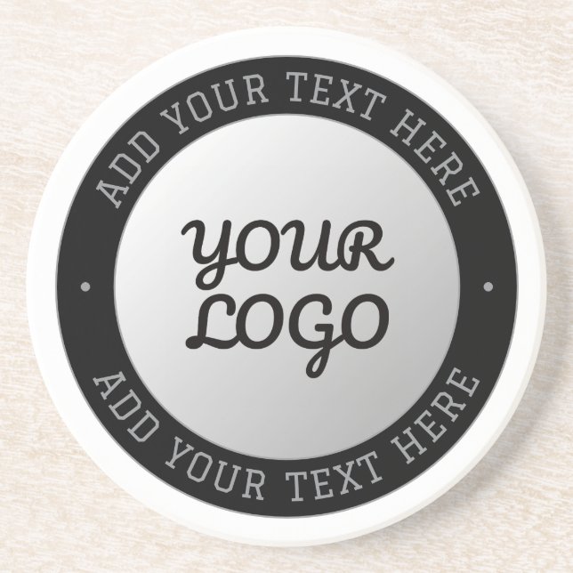 Customisable Text & Your Logo | Grey Gradient Coaster (Front)