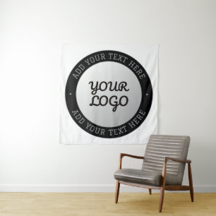 Customisable Text & Your Logo   Grey Gradient Tapestry