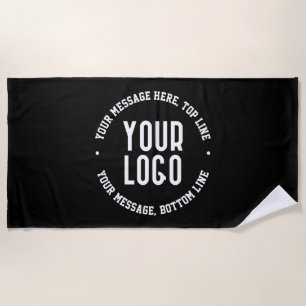 Customisable Text & Your Uploaded Logo or Image   Beach Towel