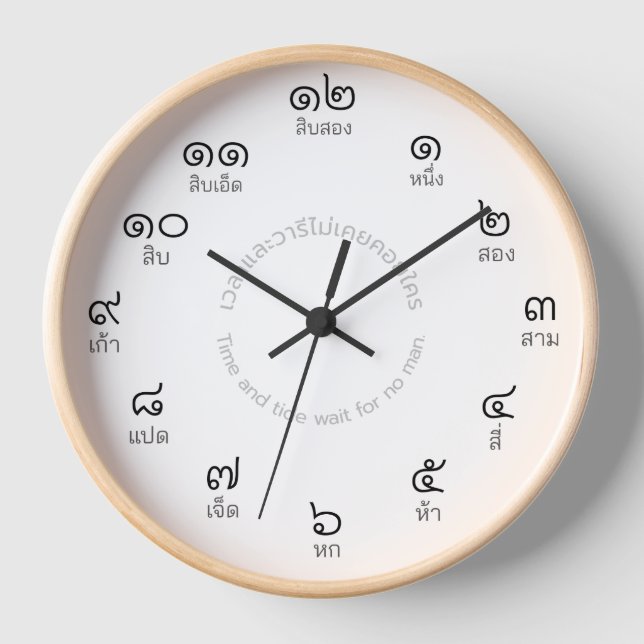 Customisable Thai Numbers Wall Clock (Front)