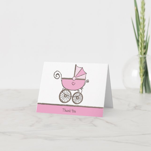 Customisable Thank you - Baby Girl Card (Front)