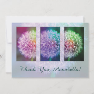 Customisable Thank You Card Colourful Dandelions