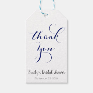 Customisable thank you favour tags, navy gift tags
