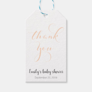 Customisable thank you favour tags, peach gift tags
