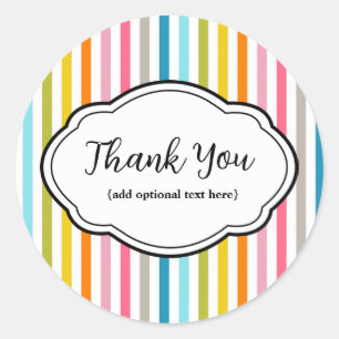 Customisable Thank You Sticker Rainbow Stripes