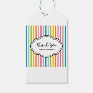 Customisable Thank You Sticker Rainbow Stripes Gift Tags
