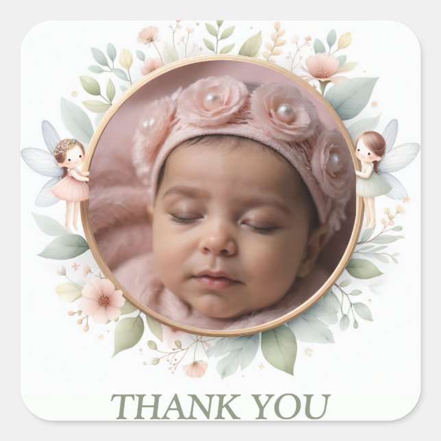 Customisable "Thank You" Stickers with Fairy Frame (Front)