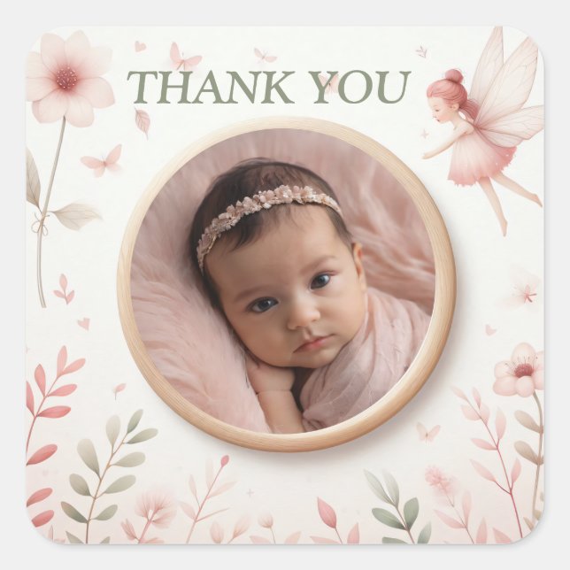 Customisable "Thank You" Stickers with Fairy Frame (Front)