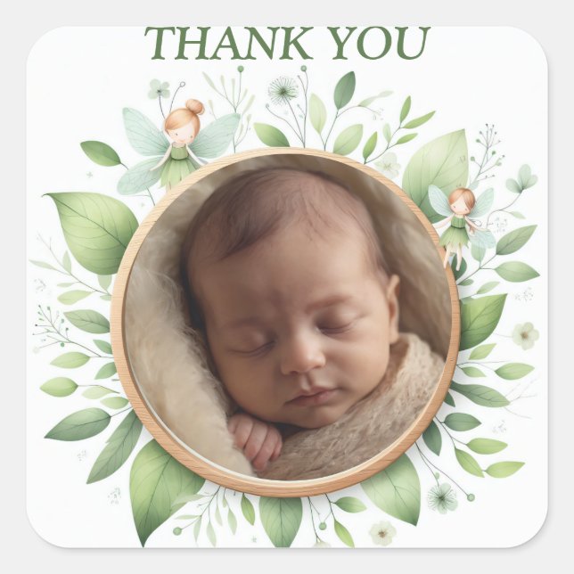 Customisable "Thank You" Stickers with Fairy Frame (Front)