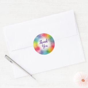 Customisable Thank You Text Rainbow Colours Script Classic Round Sticker