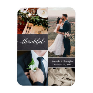 Customisable Thankful fall Wedding Photo Collage Magnet