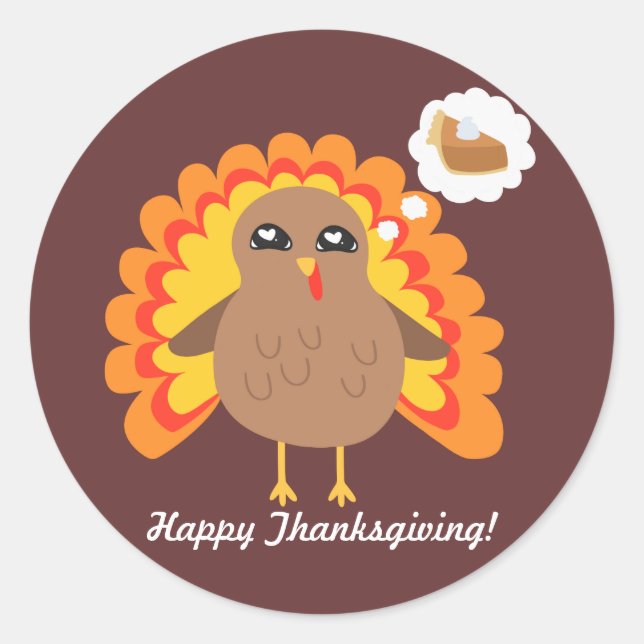 Customisable Thanksgiving Turkey Classic Round Sticker (Front)