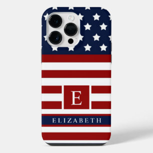Customisable The USA American Flag Red Blue Colour iPhone 14 Pro Max Case