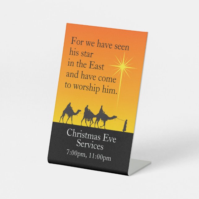 Customisable Three Wise Men Religious Christmas Pedestal Sign (Front)