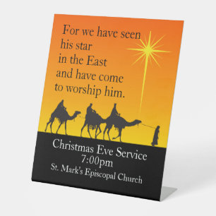 Customisable Three Wise Men Religious Christmas Pedestal Sign