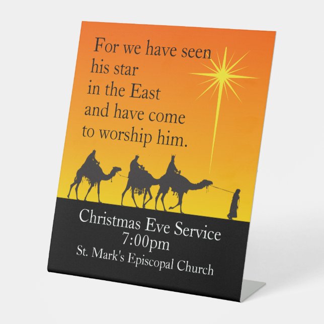 Customisable Three Wise Men Religious Christmas Pedestal Sign (Front)